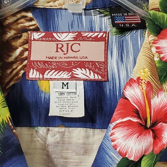 VTG RJC Made in Hawaii USA Button Up Hawaiian Shirt Floral Men's Size Medium - Picture 4 of 5